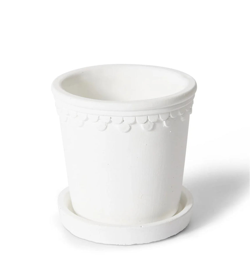 Elme Living | Sophia Pot with saucer - White
