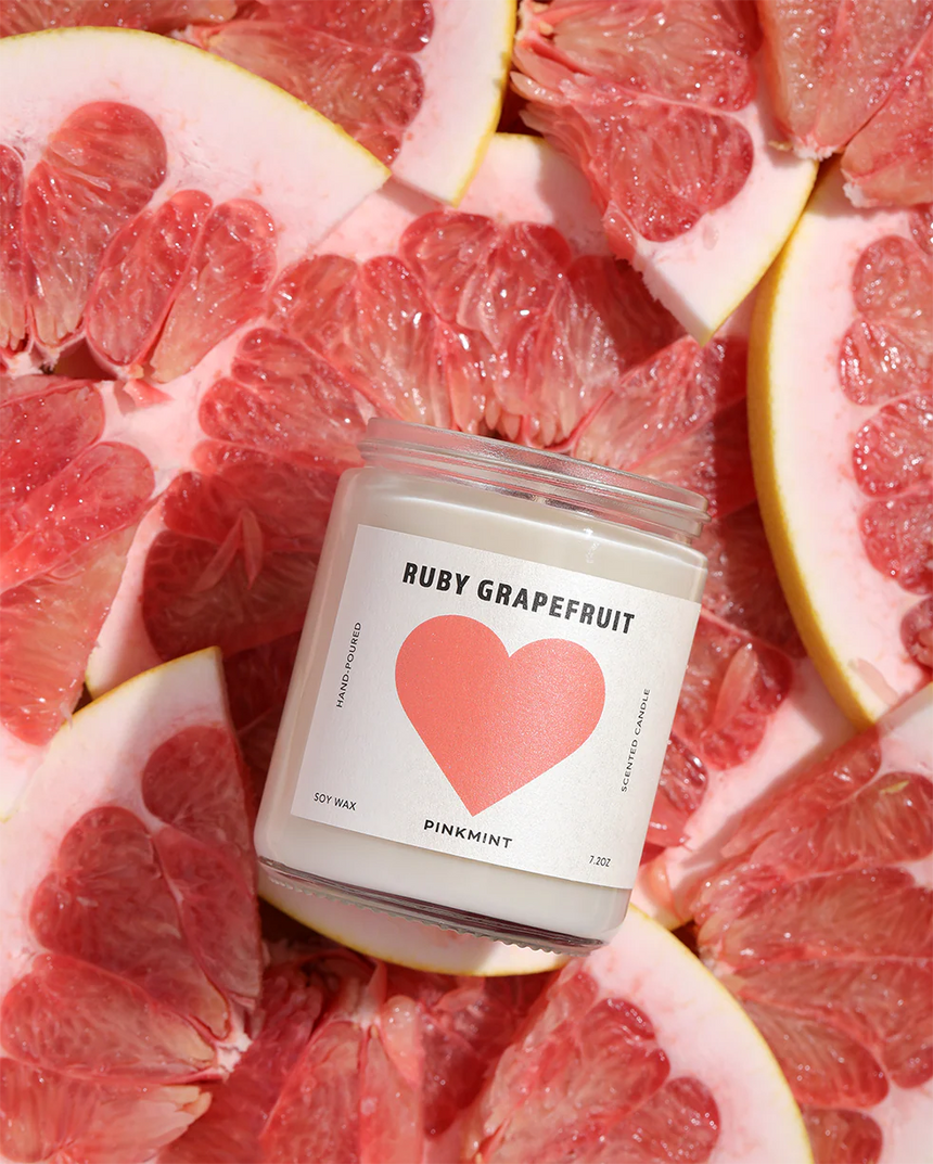 Pinkmint Candle || Ruby Grapefruit Soy Candle