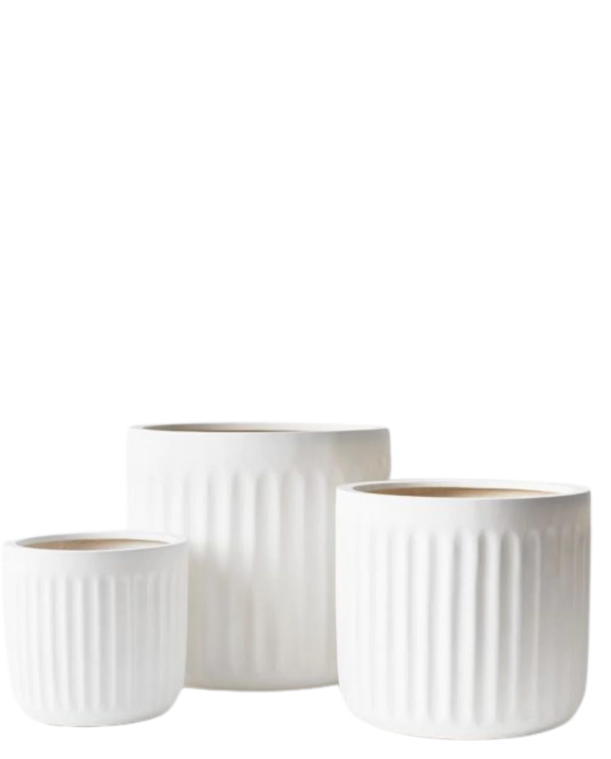 Offshoot | Pleat Round Planter White
